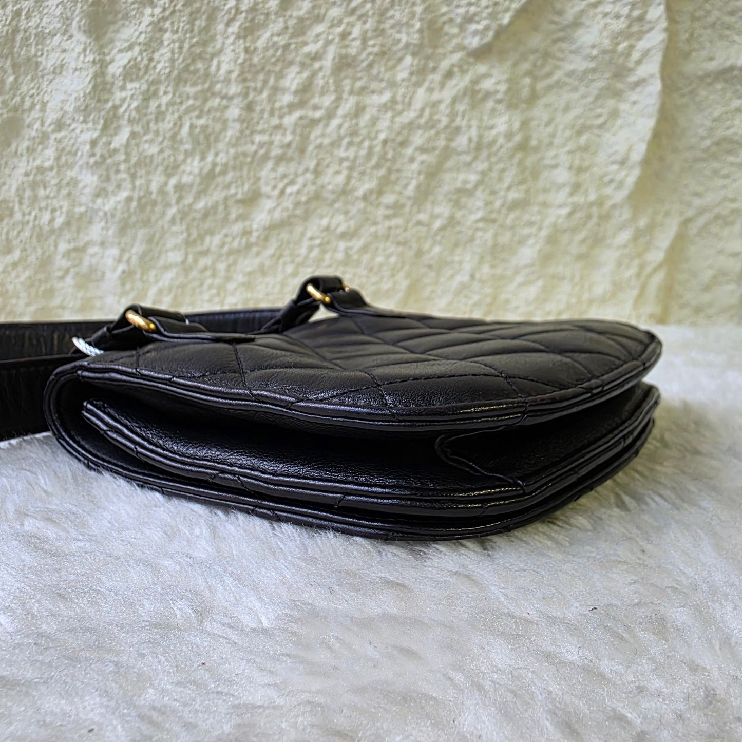 CHANEL Black & Gold Quilted Waist Bag [Pre-Owned]