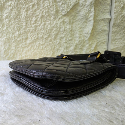 CHANEL Black & Gold Quilted Waist Bag [Pre-Owned]