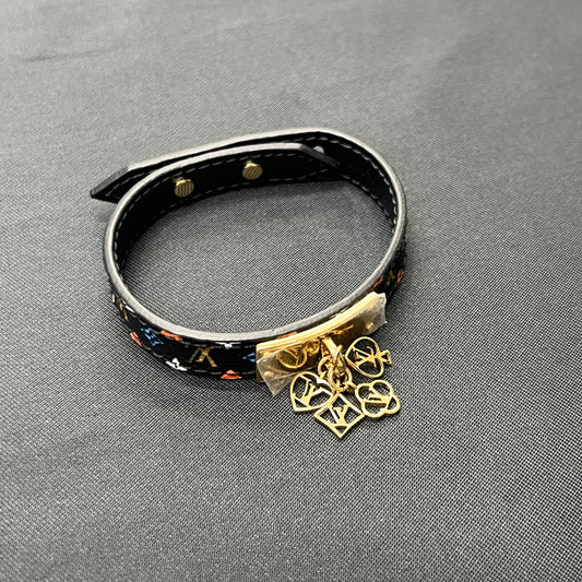 LV Black Tricolor Leather Bracelet [Pre-Owned]