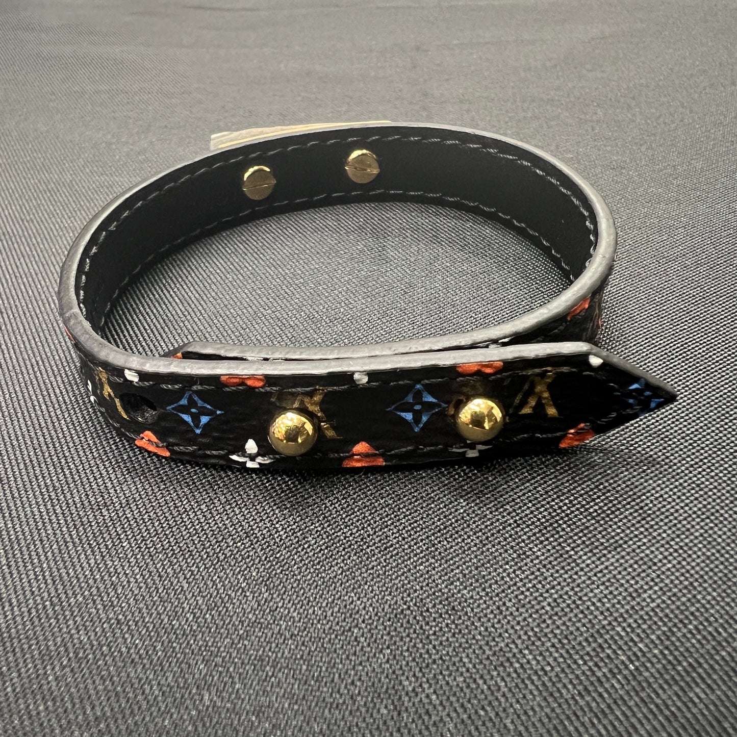 LV Black Tricolor Leather Bracelet [Pre-Owned]