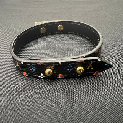 LV Black Tricolor Leather Bracelet [Pre-Owned]