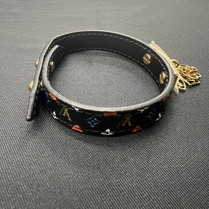 LV Black Tricolor Leather Bracelet [Pre-Owned]
